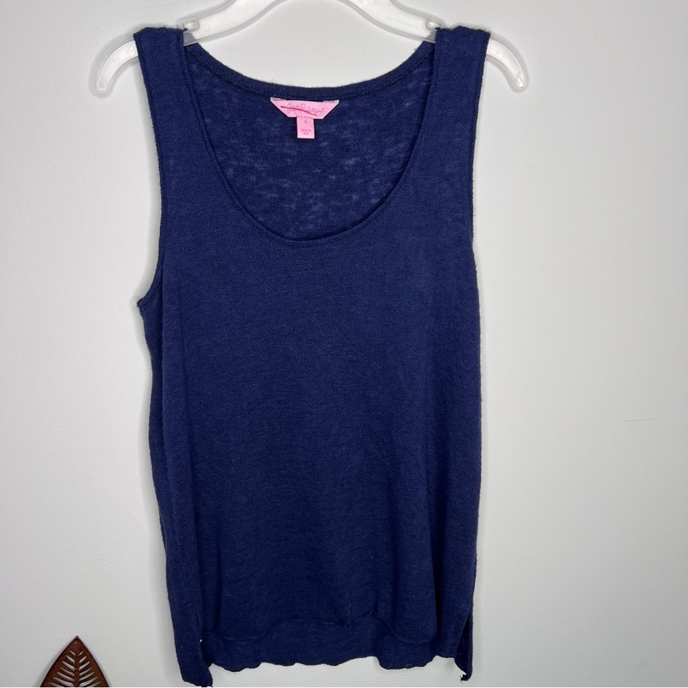Lilly Pulitzer Blue Rayon Sleeveless Crewneck‎ Top A22